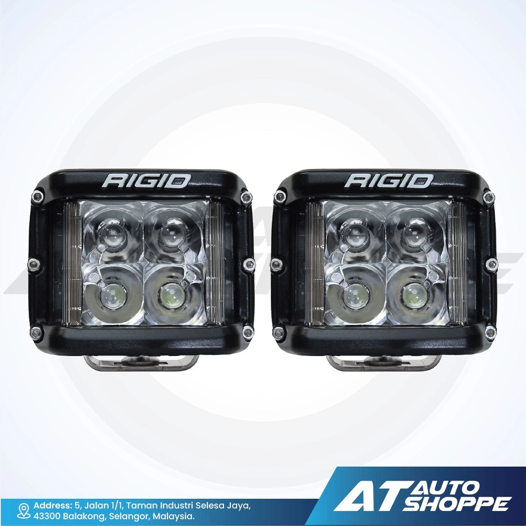 Two Rigid LED lights on a white background with AT Auto Shoppe branding.