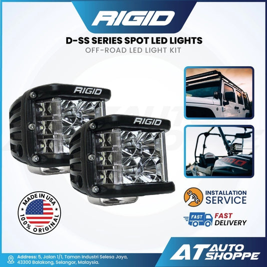 Rigid D-SS Series Spot LED Lights with AT Auto Shoppe branding on a white background