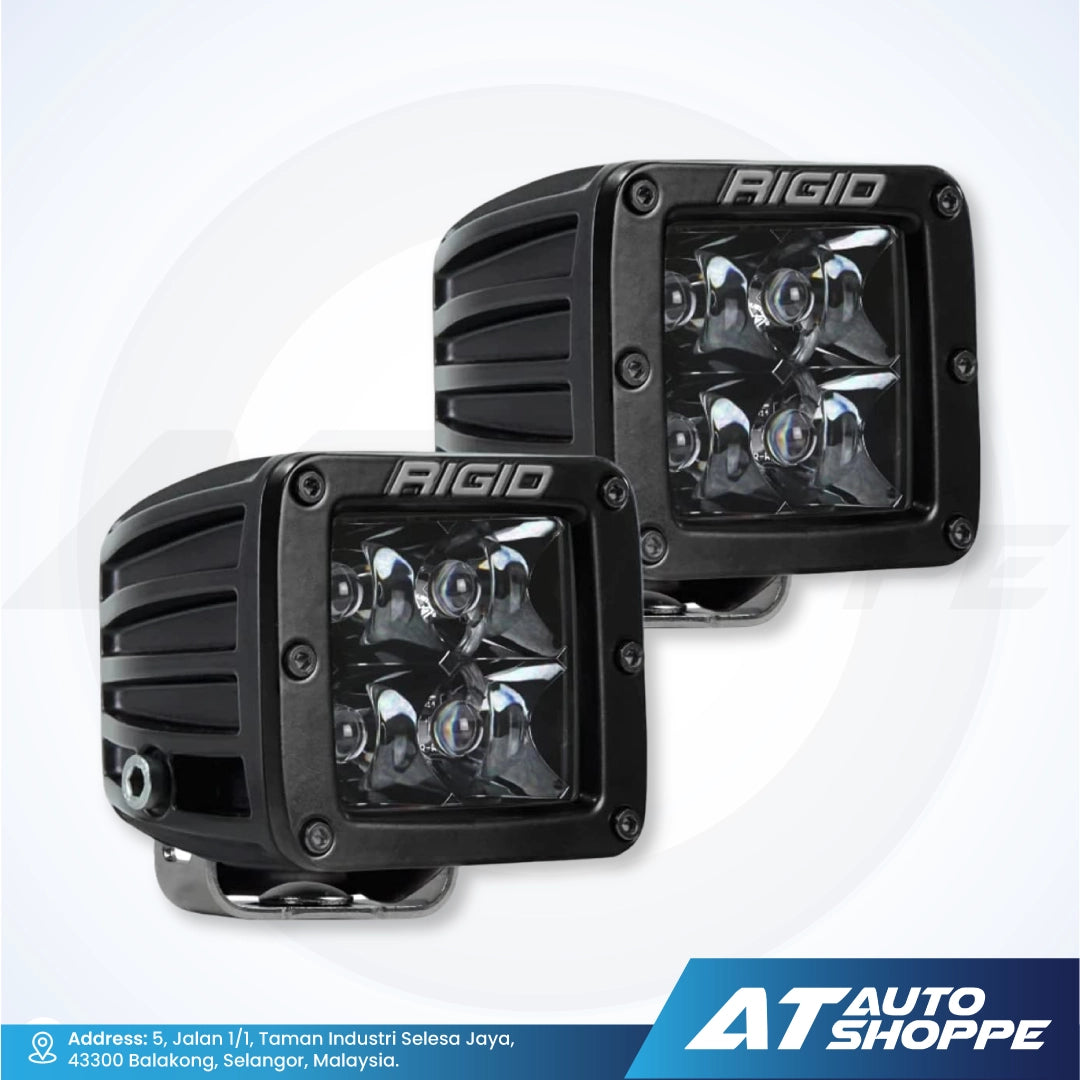 Two Rigid LED lights on a white background with AT Auto Shoppe branding.