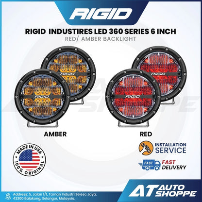 Four Rigid Industries LED lights with red and amber backlight options on a white background.