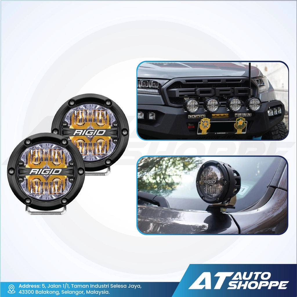 Rigid off-road lights on a white background with AT Auto Shoppe branding.