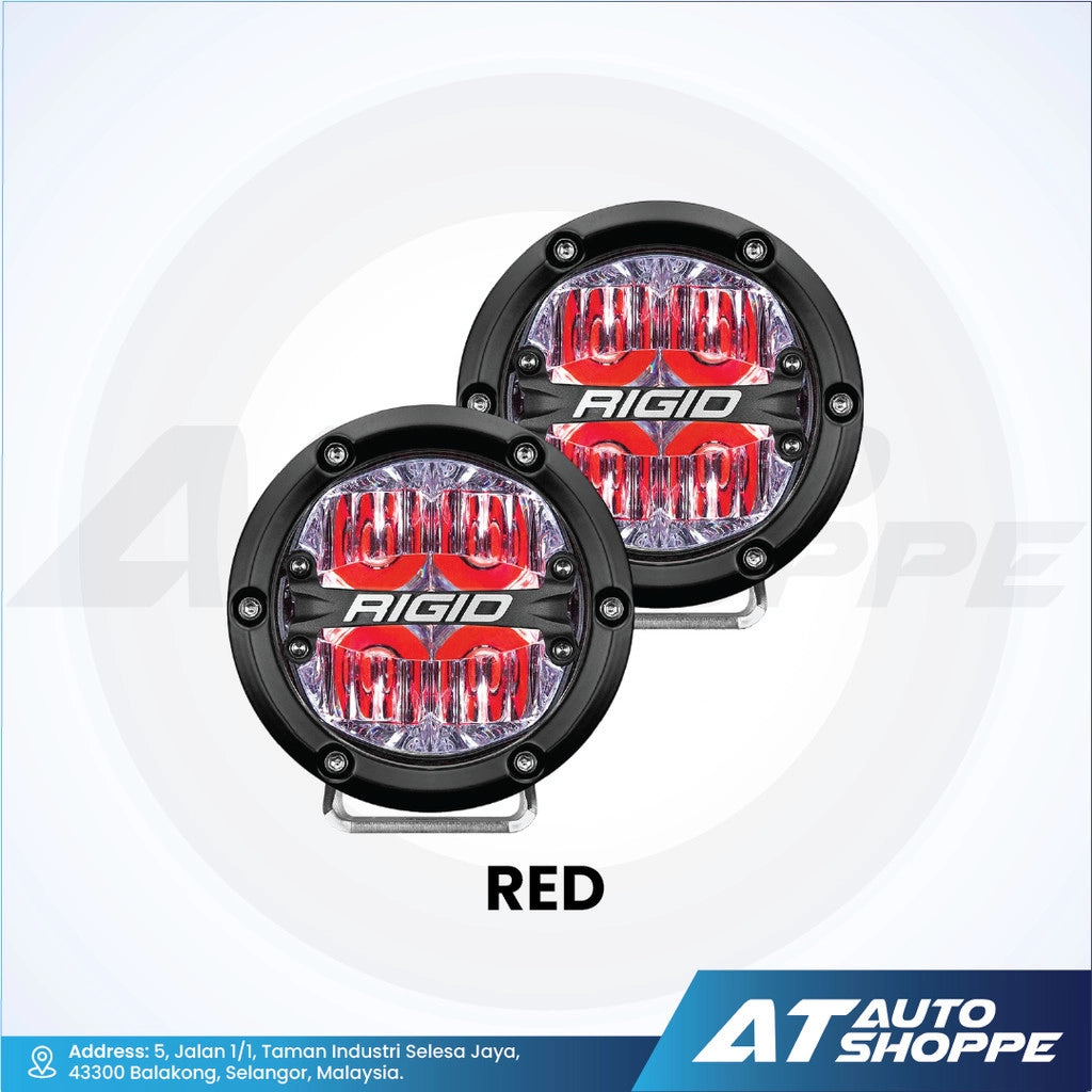 Two Rigid LED lights on a white background with AT Auto Shoppe branding.