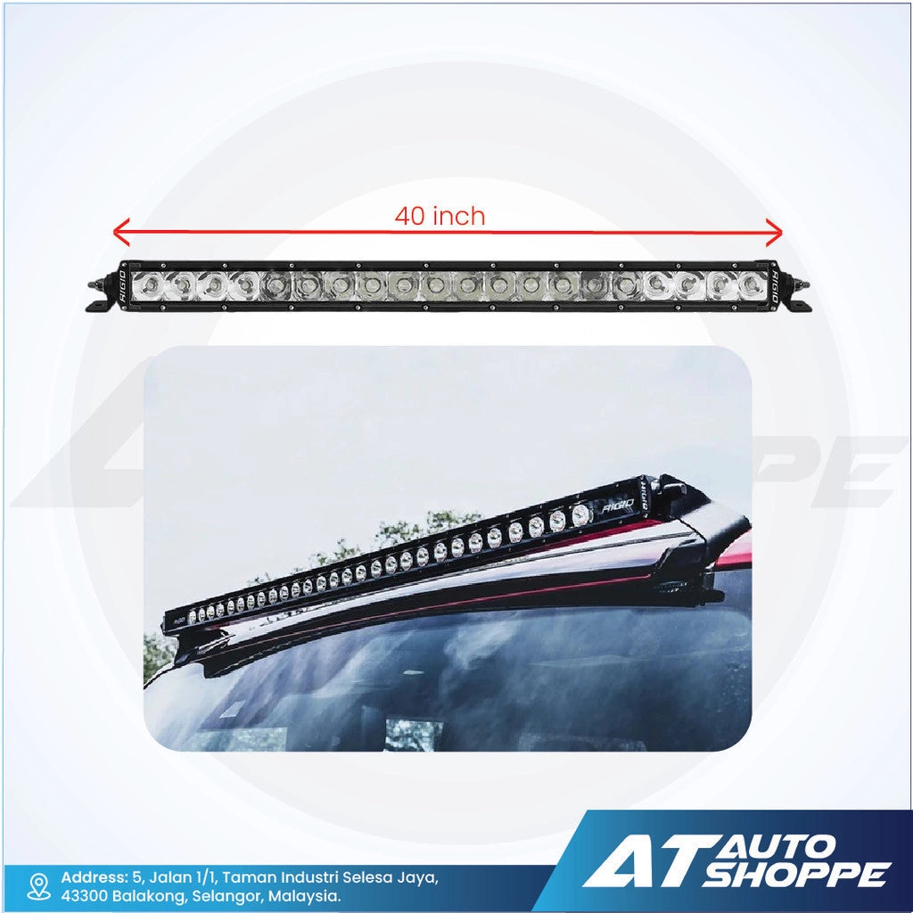 Rigid LED light bar with dimensions and AT Auto Shoppe branding