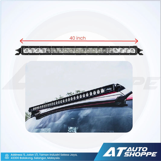 Rigid LED light bar with dimensions and AT Auto Shoppe branding