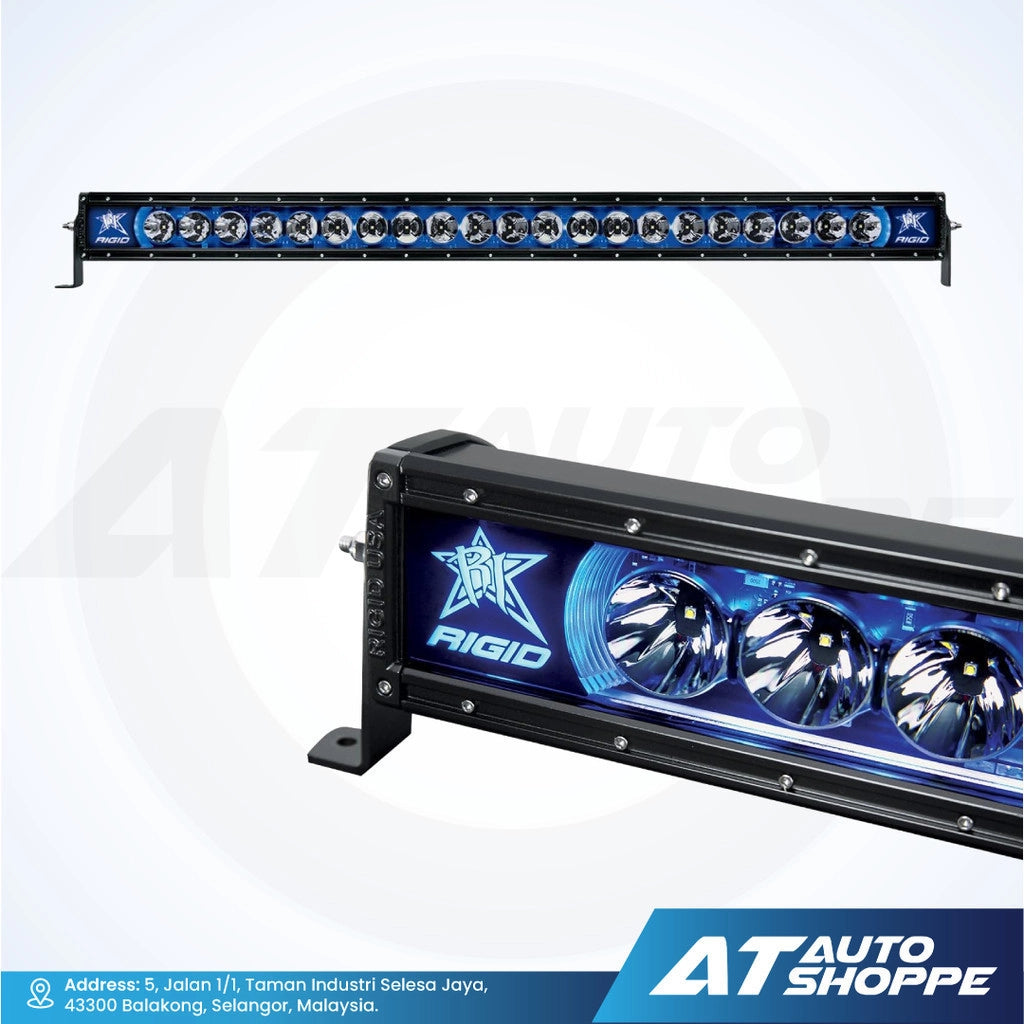 Rigid Industries light bars on a white background with AT Auto Shoppe branding.