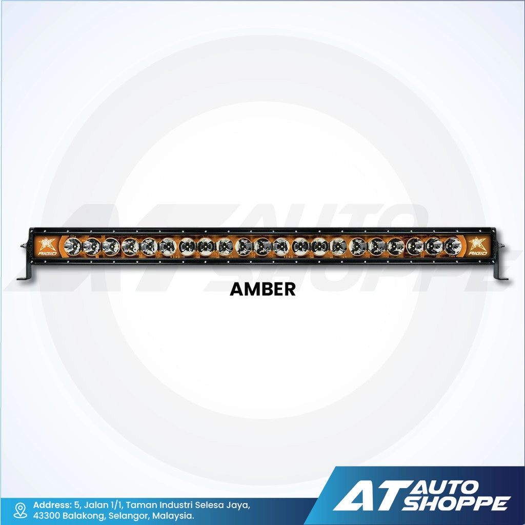 Rigid light bar Amber LED with 'AT Auto Shoppe' branding on a white background
