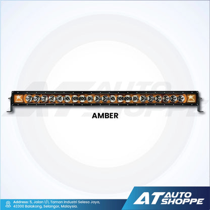 Rigid light bar Amber LED with 'AT Auto Shoppe' branding on a white background