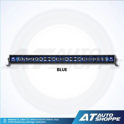 Rigid light bar Blue LED light bar with 'AT Auto Shoppe' branding on a white background