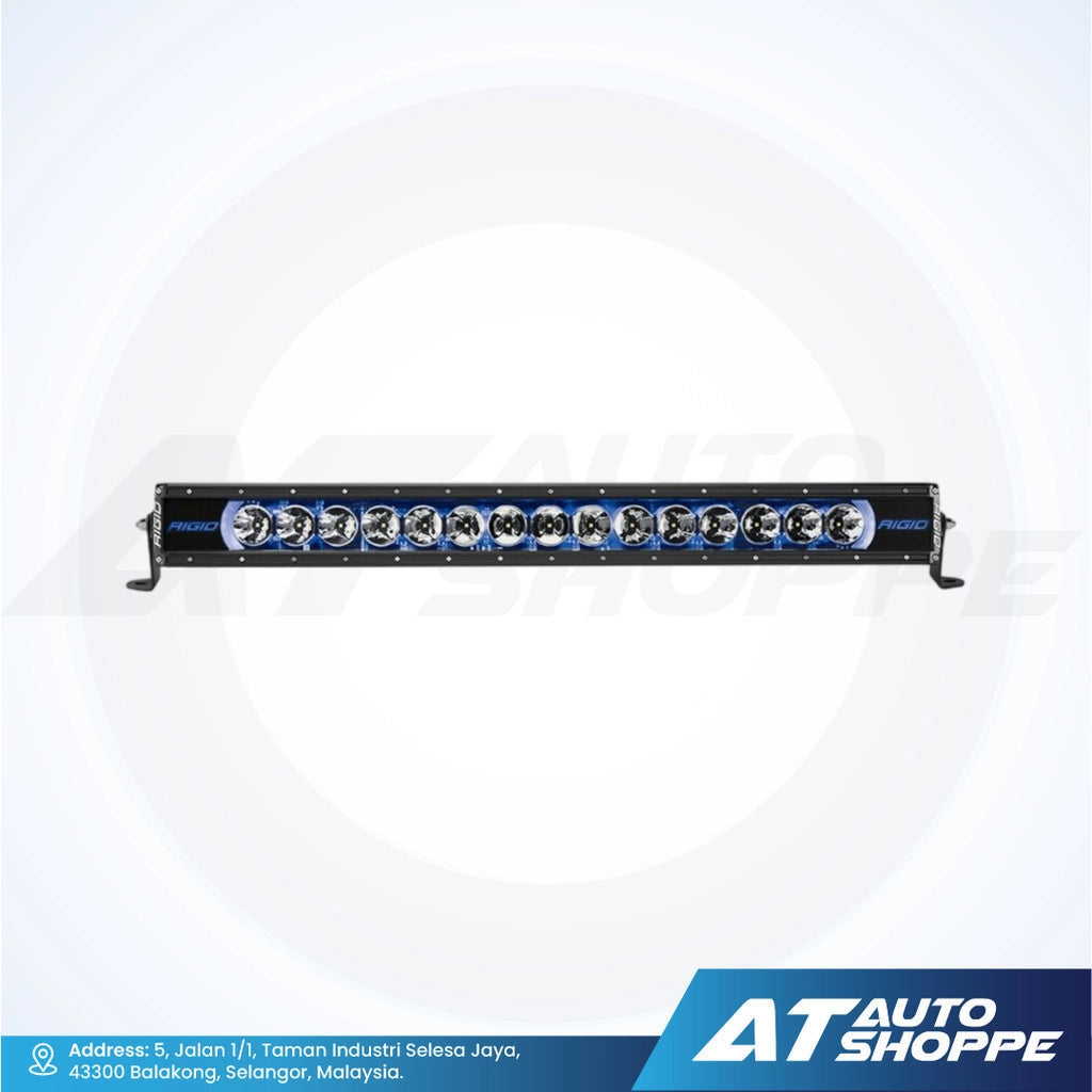 Rigid LED light bar with multiple bulbs on a white background, featuring the AT Auto Shoppe logo.