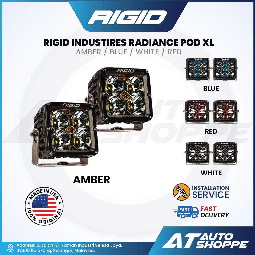 Rigid Industries Radiance Pod XL lights with color options on a white background