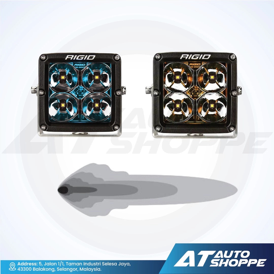 Two Rigid LED lights on a white background with AT Auto Shoppe branding.