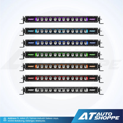 Row of Rigid LED light bars with visible branding on a white background