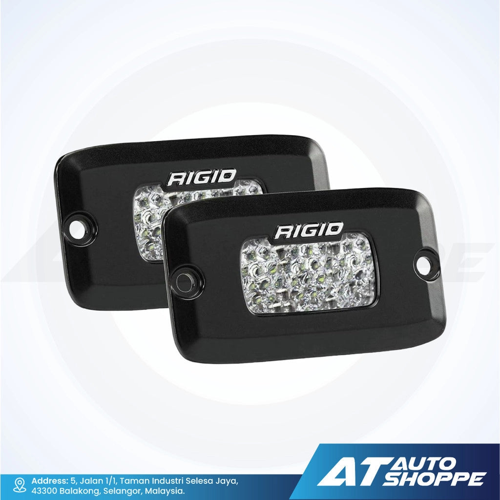 Two Rigid LED lights on a white background with AT Auto Shoppe branding.
