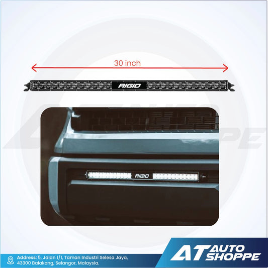 Rigid LED light bar with measurement on a white background, AT Auto Shoppe branding visible.