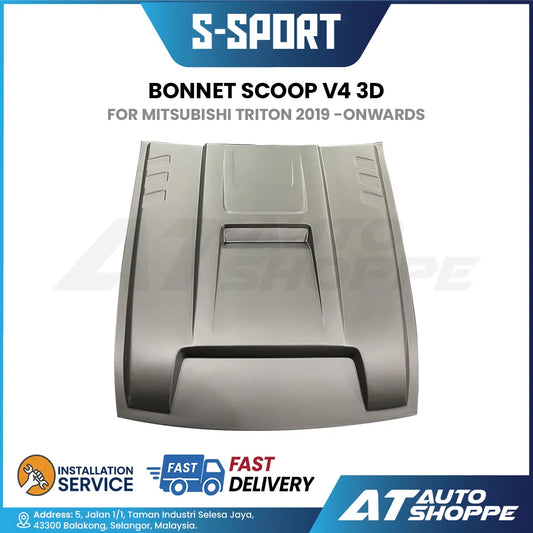 S-Sport Bonnet Scoop V4 3D For Mitsubishi Triton 2019-Onwards