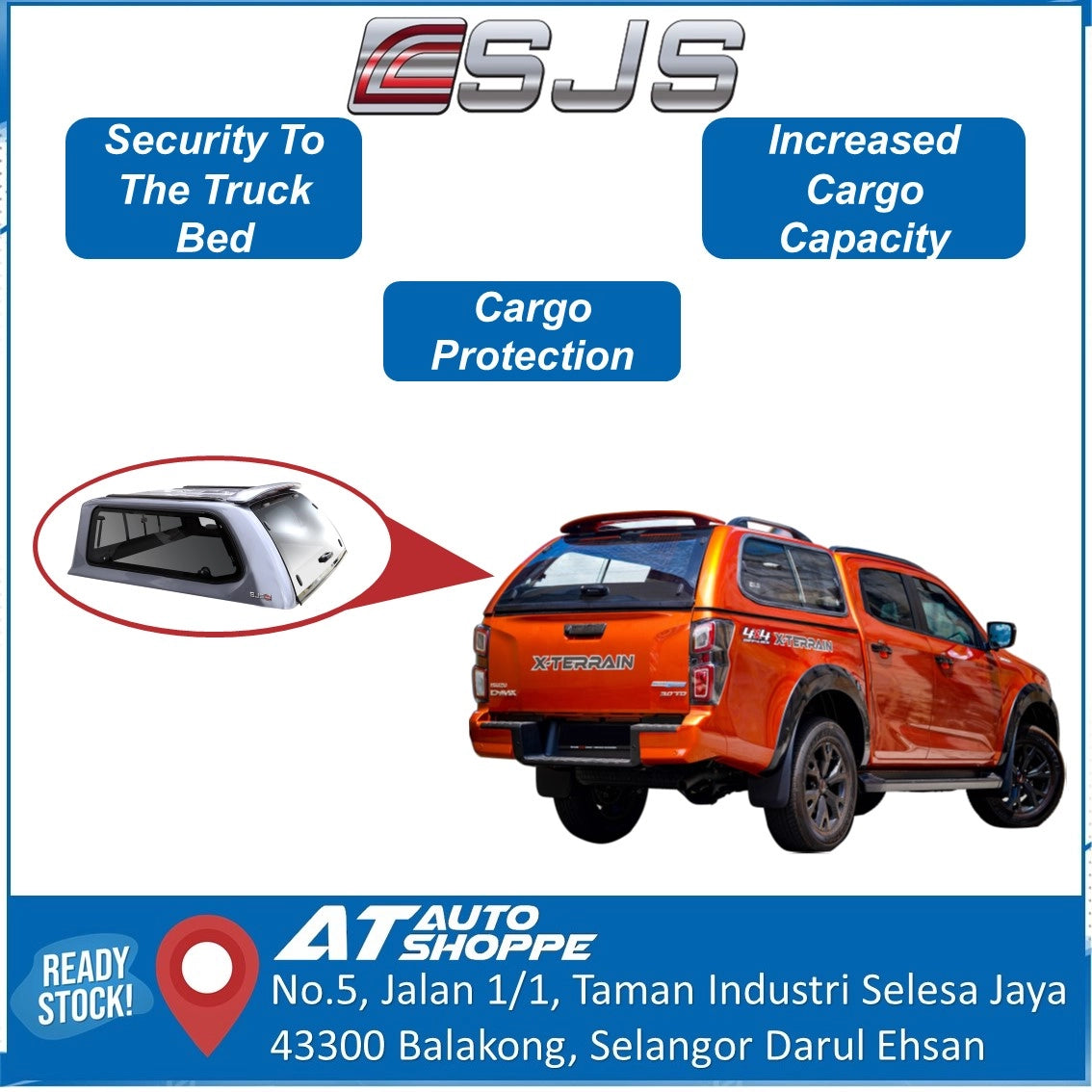 SJS Standard Canopy Sliding Window For Isuzu DMAX 2012-Onwards Hardtop Bed Cover