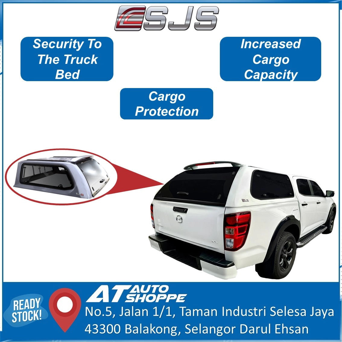 SJS Standard Canopy Sliding Window For Mazda BT-50 2012-Onwards Hardtop Bed Cover