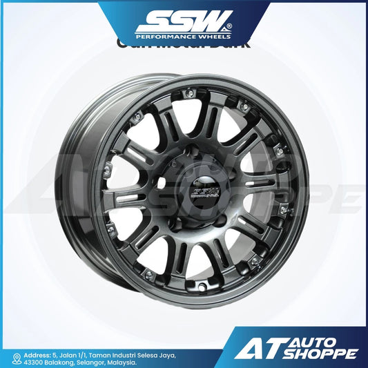 Car wheel rim with SSW Performance Wheels logo on a white background
