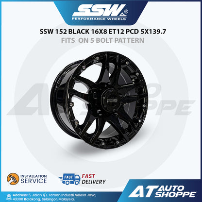 SSW Wheels S152-Black 16x8 ET12 5x139.7 (1 Piece)