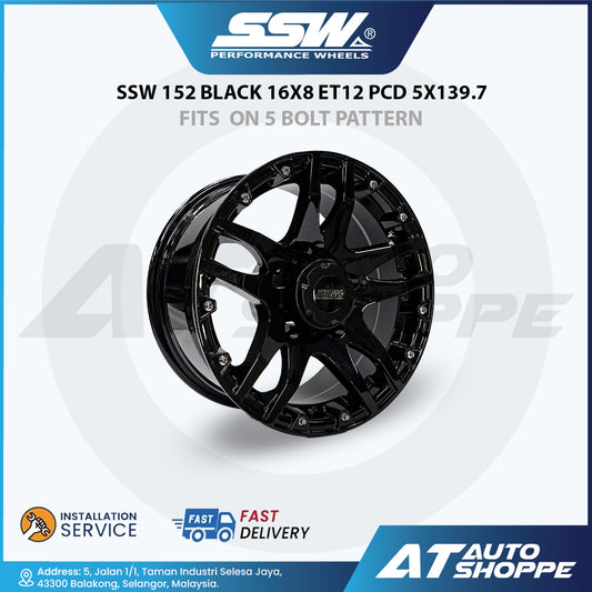 SSW Wheels S152-Black 16x8 ET12 5x139.7 (1 Piece)