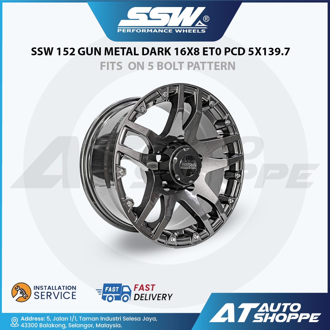 SSW Wheels S152-Gun Metal Dark 16x8 ET0 5x139.7 (1 Piece)