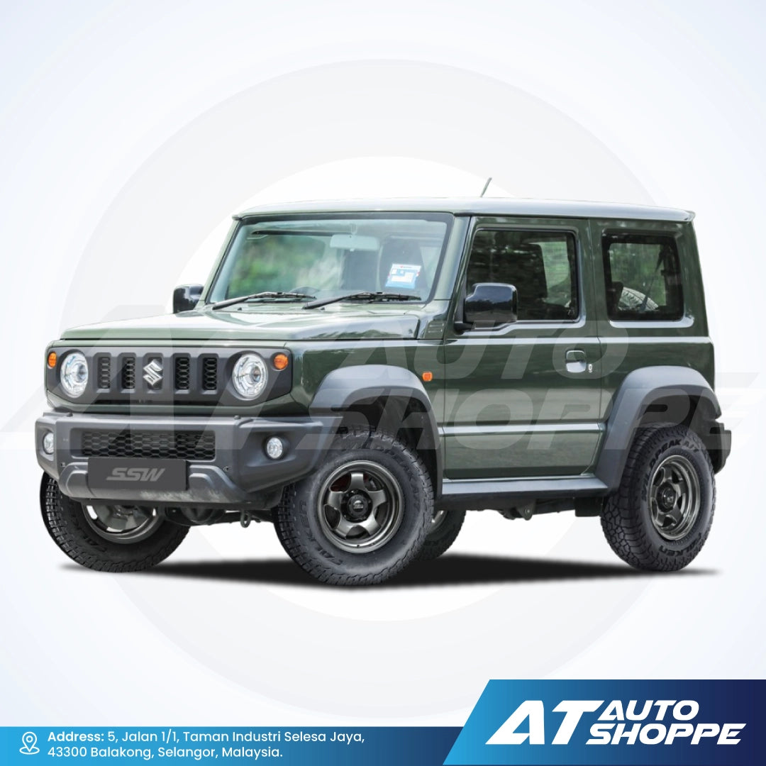 Green SUV with 'SSW' branding on a white background, featuring AT Auto Shoppe logo.