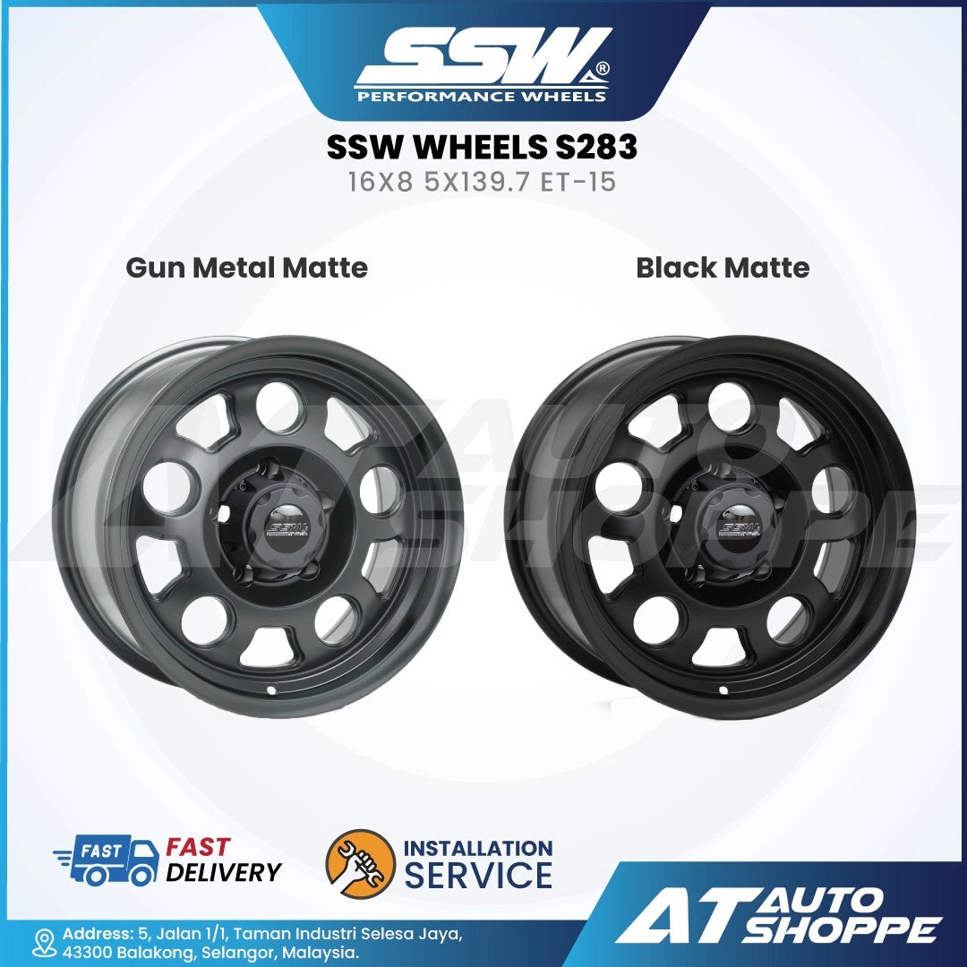 SSW Wheels S283 with gun metal matte and black matte finishes on a white background.