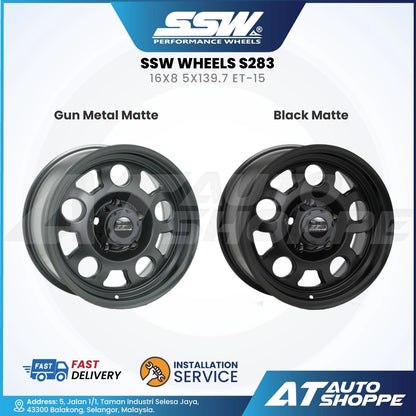 SSW Wheels S283 with gun metal matte and black matte finishes on a white background.