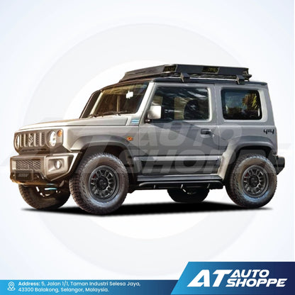 Silver SUV with roof rack on a white background, featuring AT Auto Shoppe branding.