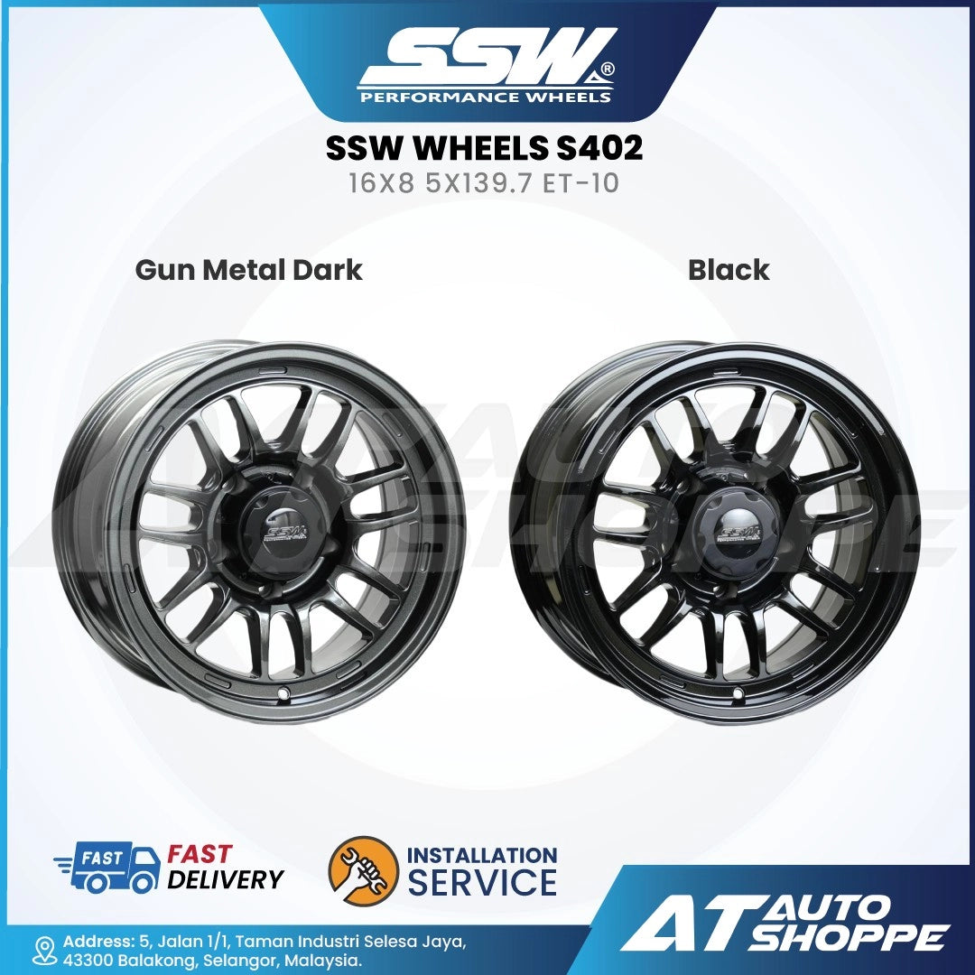 SSW Wheels S402 with two color options on a white background