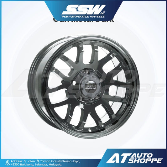 Car wheel rim with SSW Performance Wheels logo on a white background