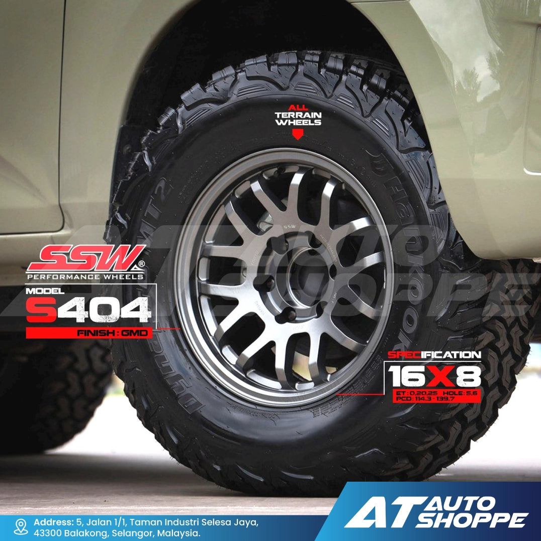 Close-up of a tire with SSW Performance Wheels branding on a vehicle.