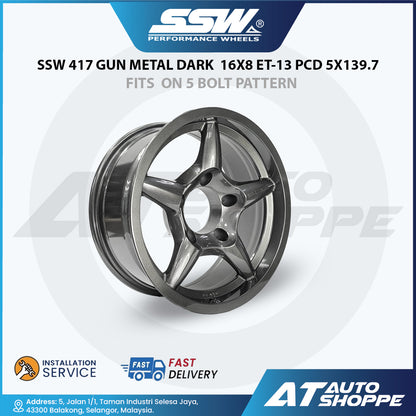 SSW Wheels S417-Gunmetal Dark 16x8 ET-13 5x139.7 (1 Piece)