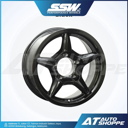 Black alloy wheel on a white background with SSW Performance Wheels logo.