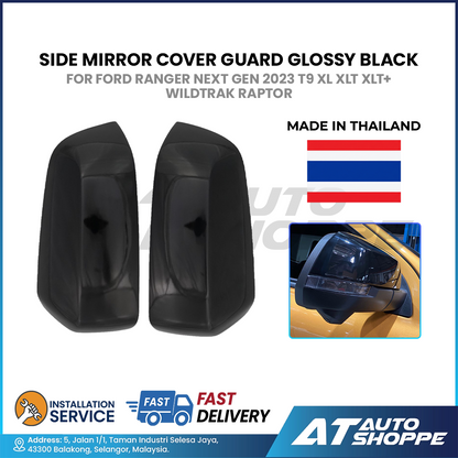 Side Mirror Cover Guard Glossy Black For Ford Ranger Next Gen 2023 T9