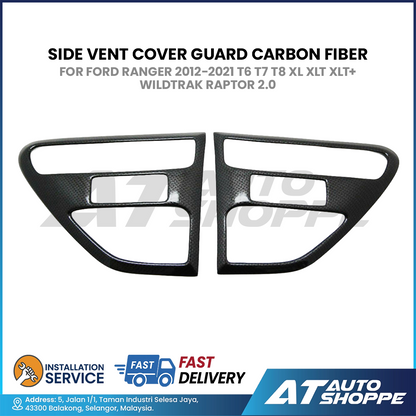 Side Vent Cover Guard Carbon Fiber For Ford Ranger 2012-2021 T6 T7 T8
