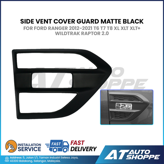 Side Vent Cover Guard Matte Black For Ford Ranger 2012-2021 T6 T7 T8