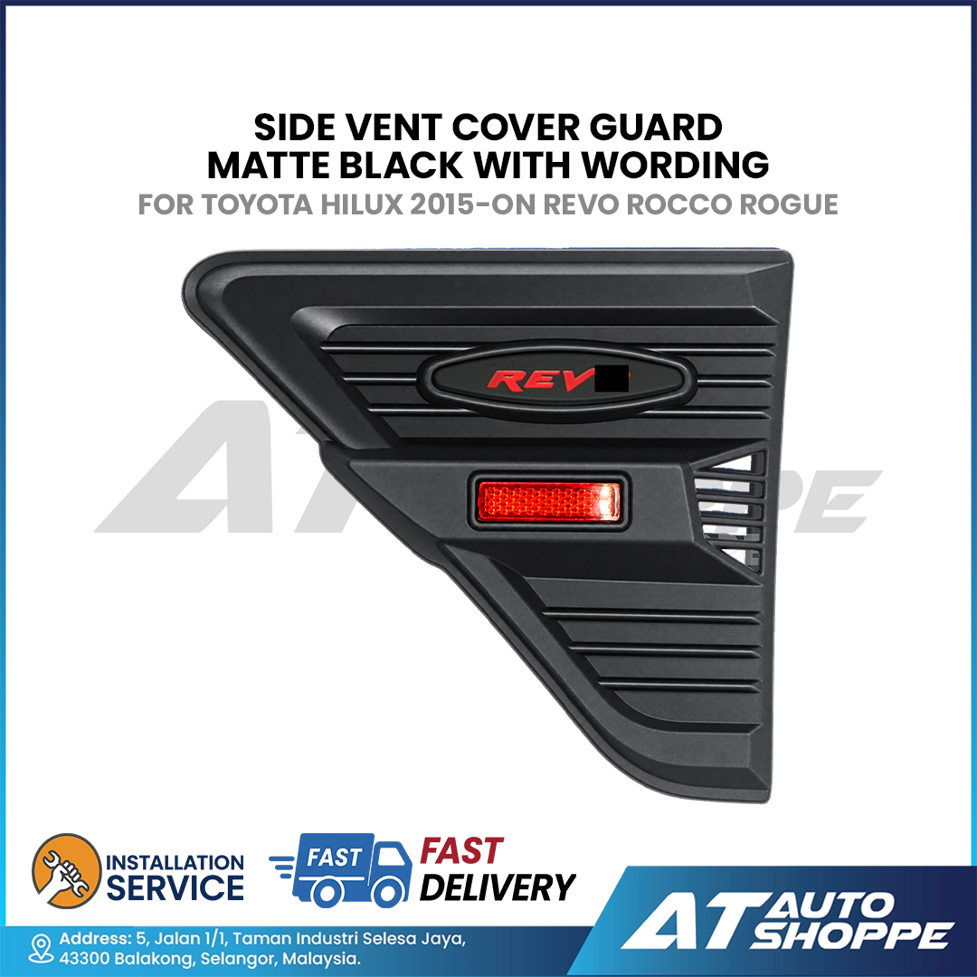 Side Vent Cover Guard Matte Black With Wording For Toyota Hilux Revo Rocco Rogue 2015-On