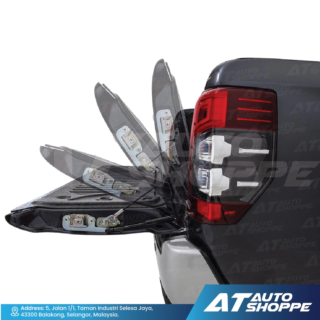 Car tail light assembly with LED components on a white background, featuring AT Auto Shoppe branding.