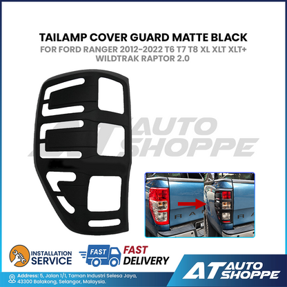 Tailamp Cover Guard Matte Black For Ford Ranger 2012-2022 T6 T7 T8