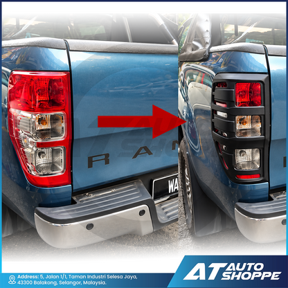 Tailamp Cover Guard Matte Black For Ford Ranger 2012-2022 T6 T7 T8