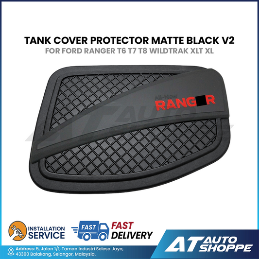 Fuel Tank Cover Protector Matte Black V2 For Ford Ranger T6 T7 T8 Wildtrak XLT XL