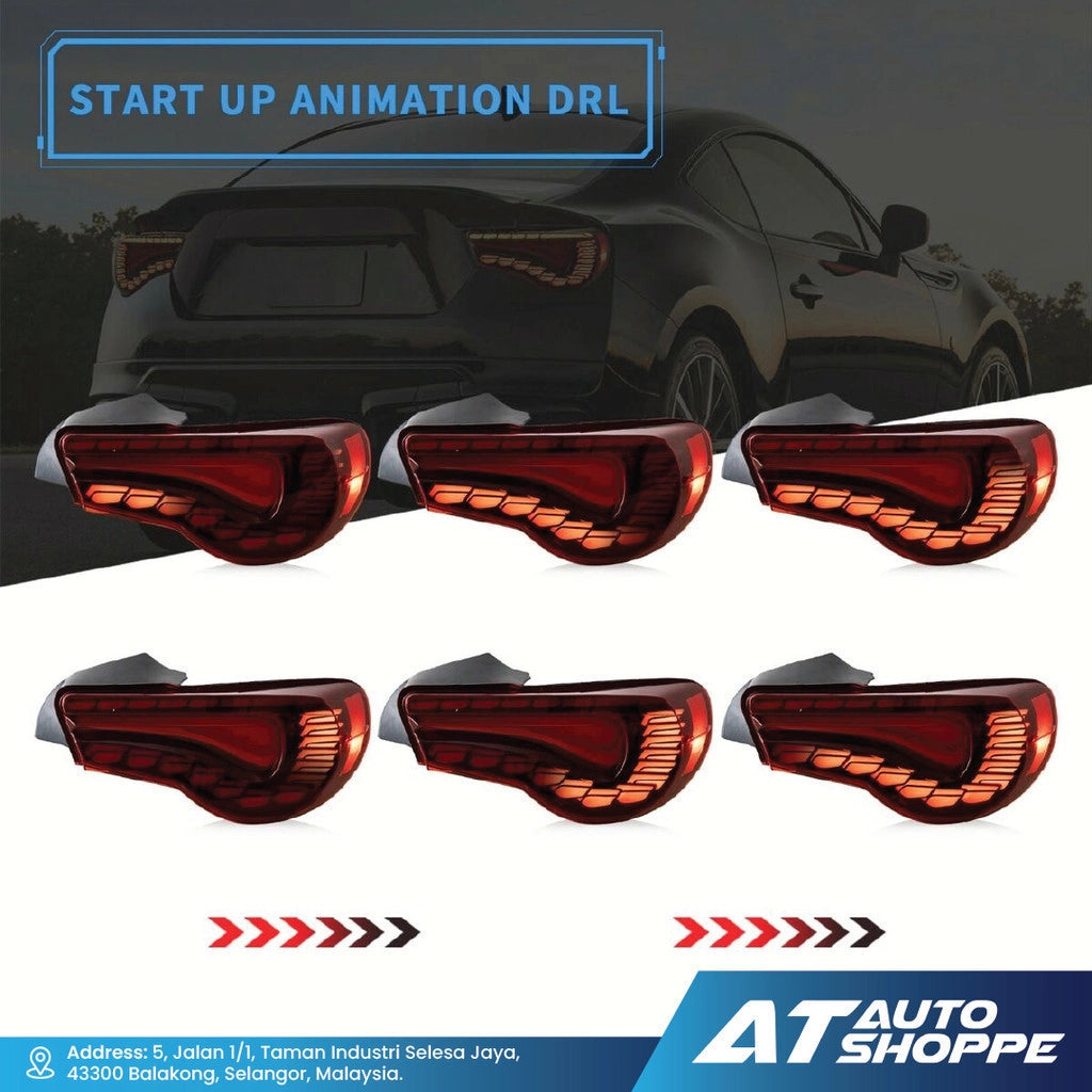 Vland tail lights with 'Start Up Animation DRL' feature displayed on a dark background.