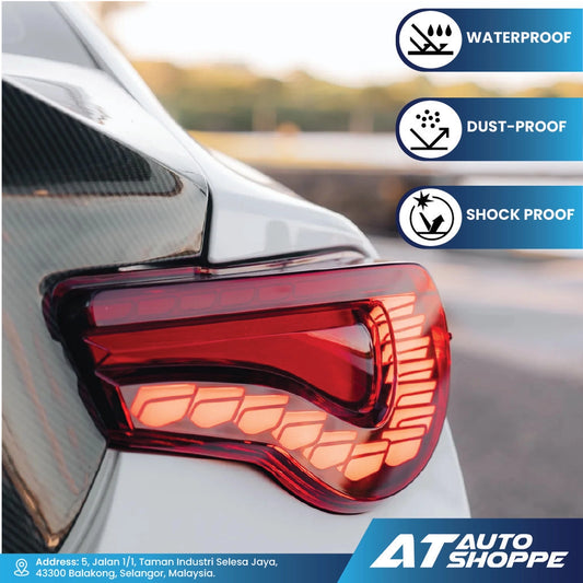 Vland car tail light with waterproof, dust-proof, and shock-proof features displayed.