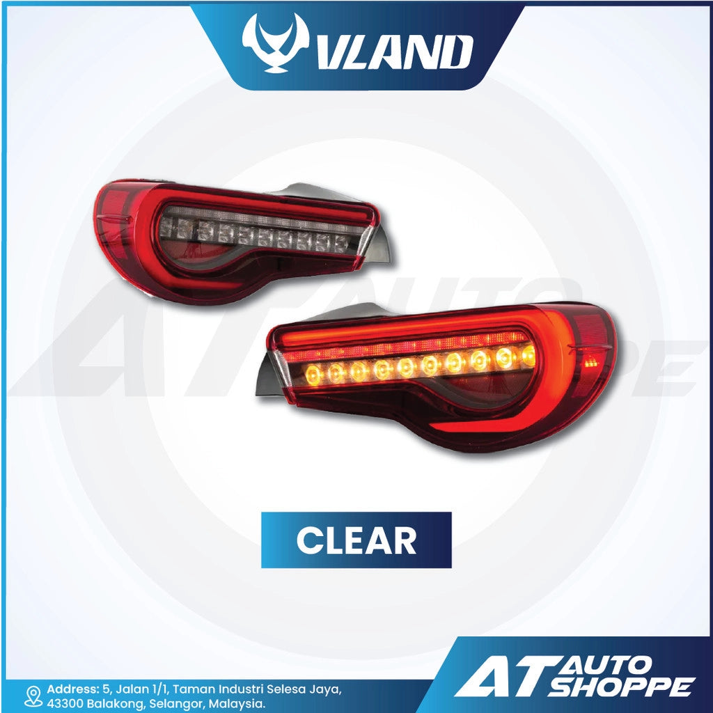 Vland car tail lights with clear lens on a white background, featuring the Vland logo.