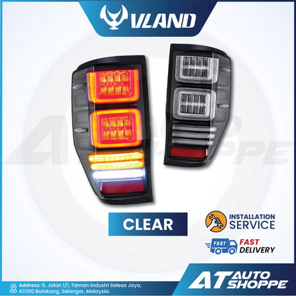 Vland car tail lights with Vland logo and AT Auto Shoppe branding on a white background.