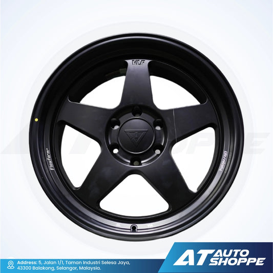 Black VLF alloy wheel on a white background with AT Auto Shoppe branding.