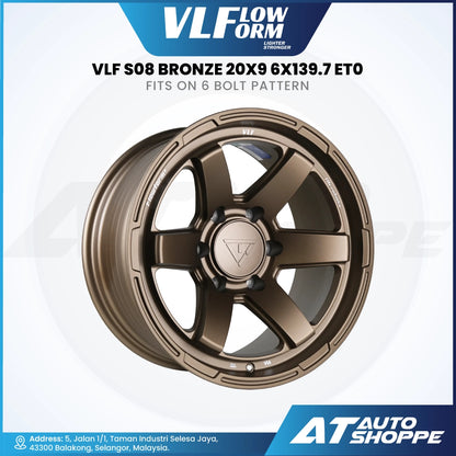 VLF bonze alloy wheel with VLF Floworm branding on a white background