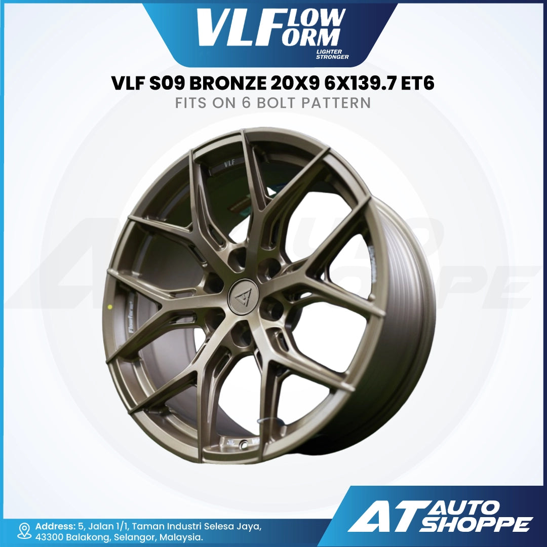 VLF Flow Form alloy wheel with specifications on a white background