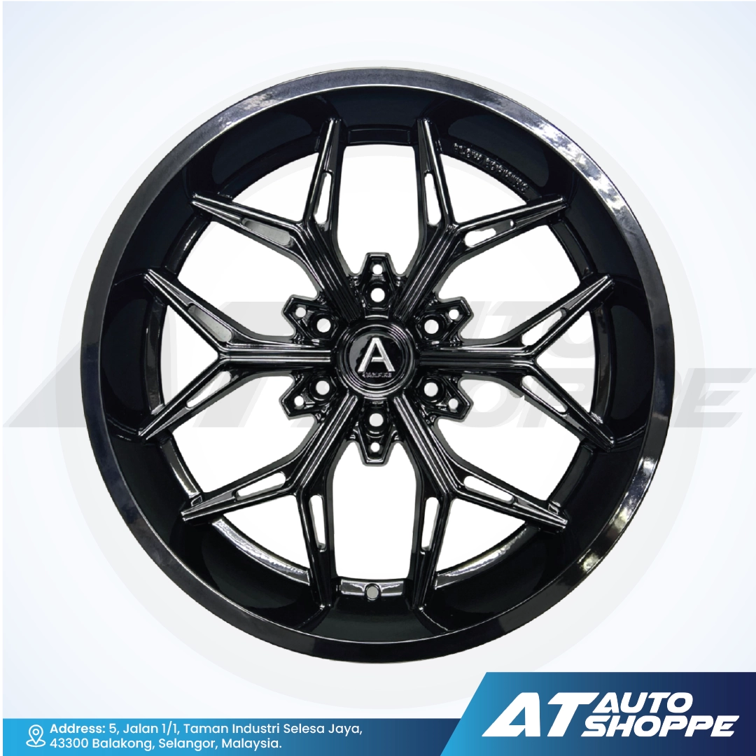 Vampire wheel with a star-like design on a white background, featuring the AT Auto Shoppe logo.